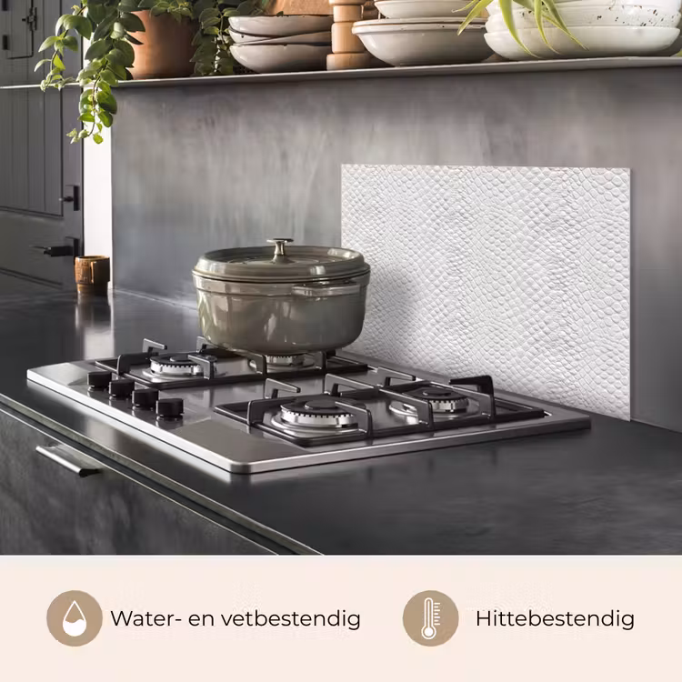 Spatscherm keuken - Slang - Patroon - Wit — 2