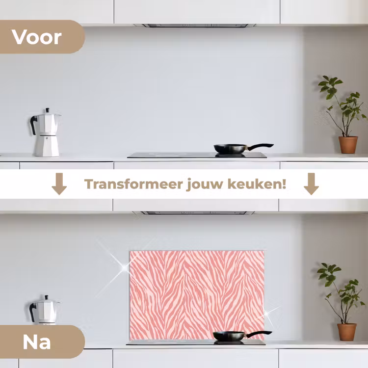 Spatscherm keuken - Zebra - Print - Roze — 7