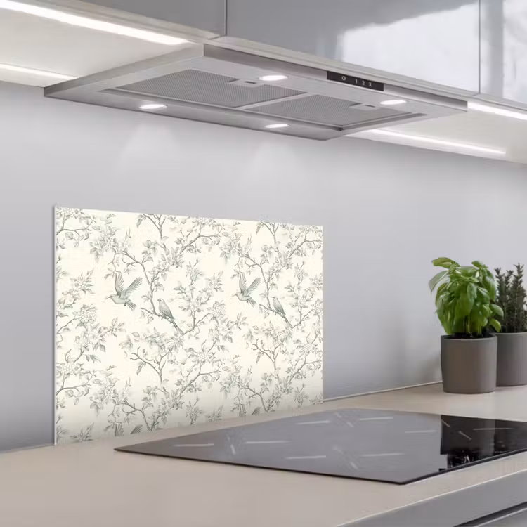 Spatscherm keuken - Klassiek - Vogels - Groen — 1