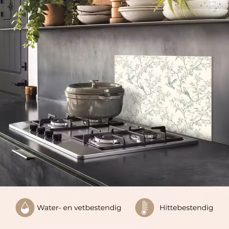 Spatscherm keuken - Klassiek - Vogels - Groen — 2