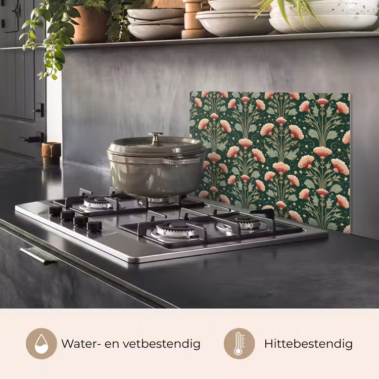 Spatscherm keuken - Patroon - Botanisch - Kleurrijk — 2