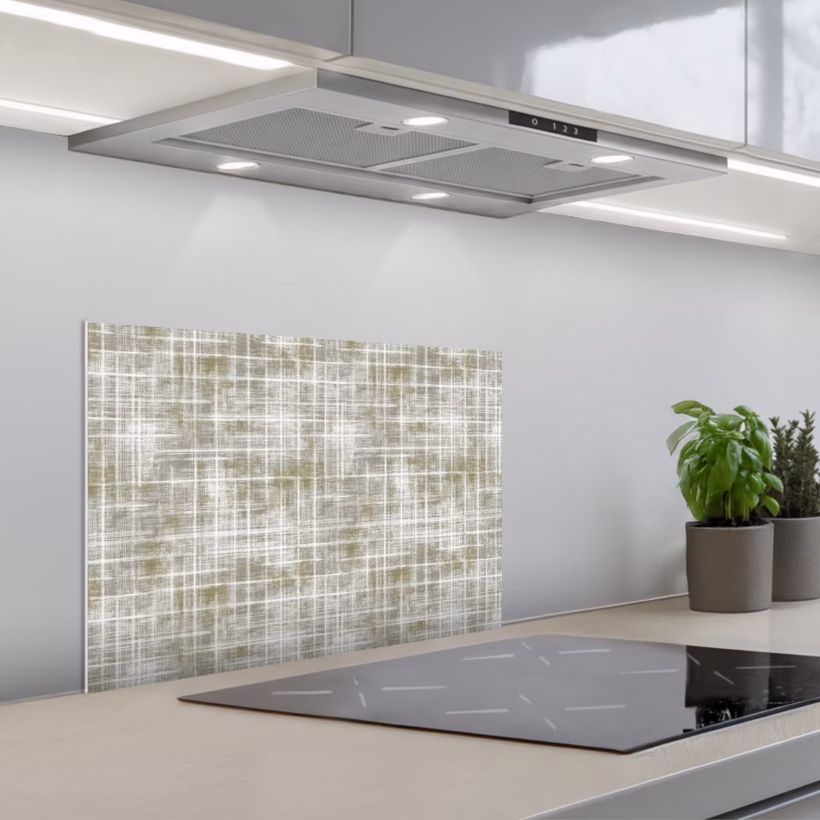 Spatscherm keuken - Linnen - Patroon - Groen — 1