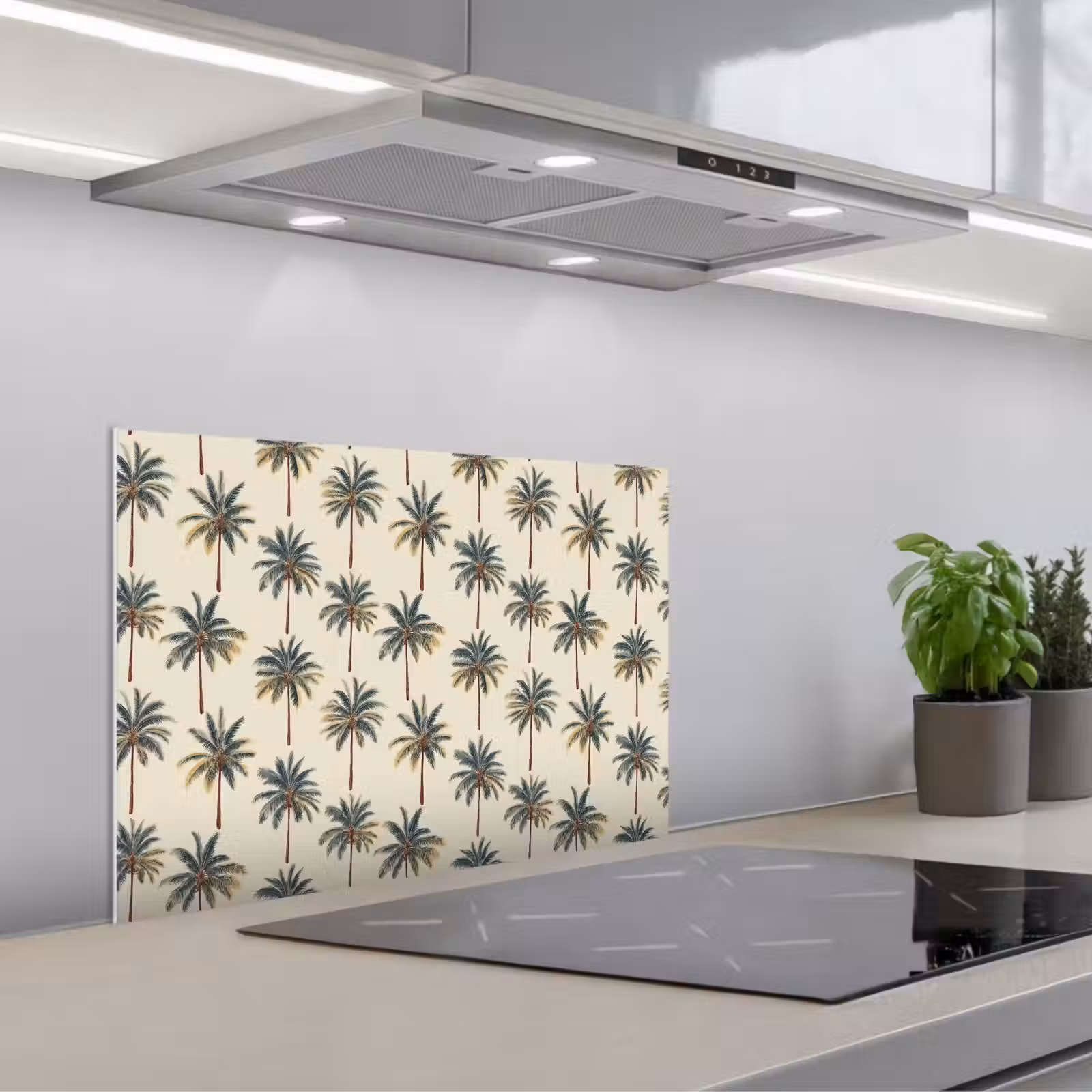 Spatscherm keuken - Palmbomen - Tropisch - Groen — 1