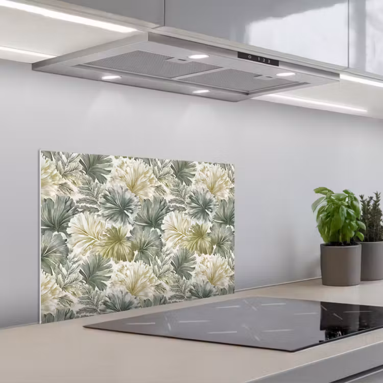Spatscherm keuken - Bladeren - Botanisch - Groen — 1
