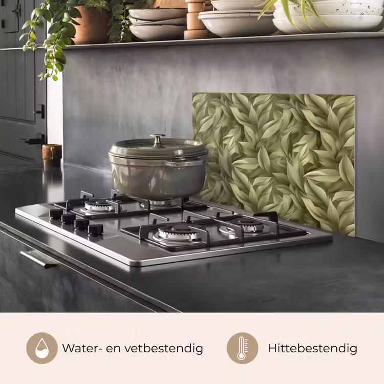 Spatscherm keuken - Bladeren - Modern - Groen — 2