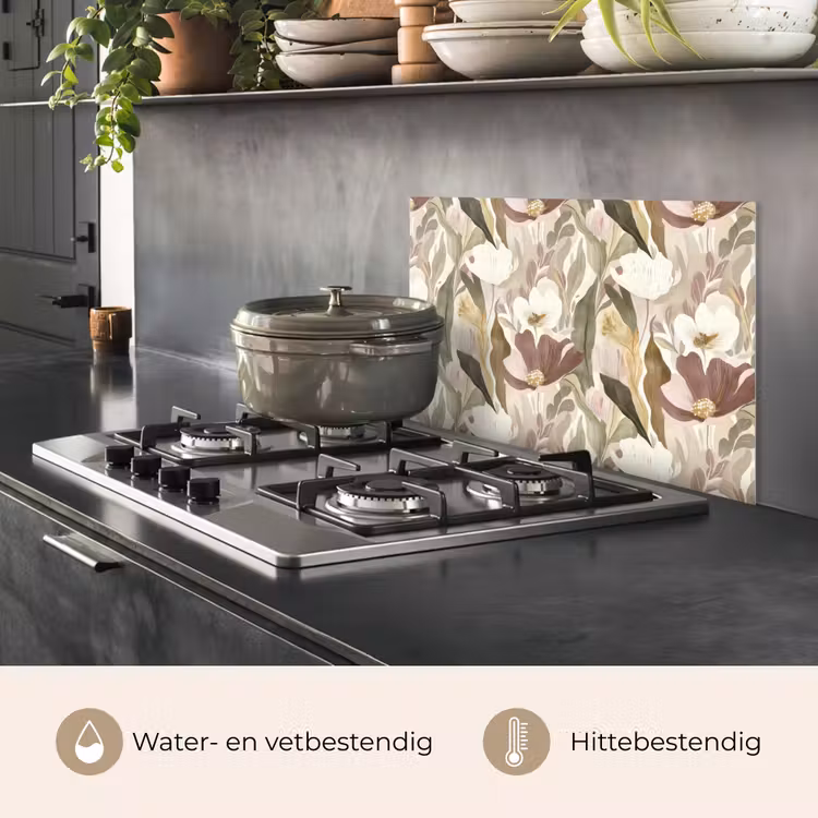 Spatscherm keuken - Bloemen - Aquarel - Kleurrijk — 2