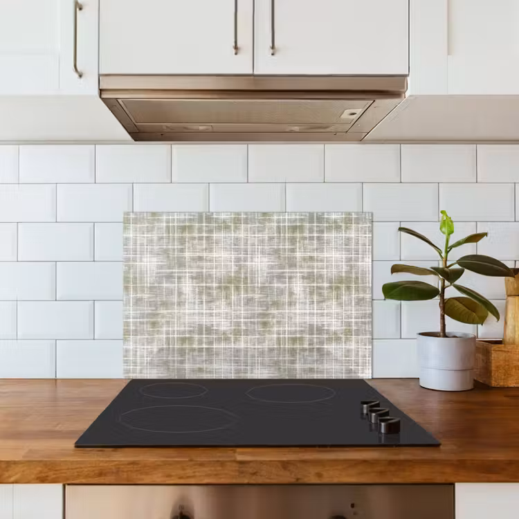 Spatscherm keuken - Linnen - Patroon - Groen — 3