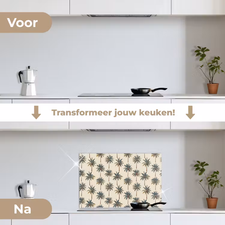 Spatscherm keuken - Palmbomen - Tropisch - Groen — 7