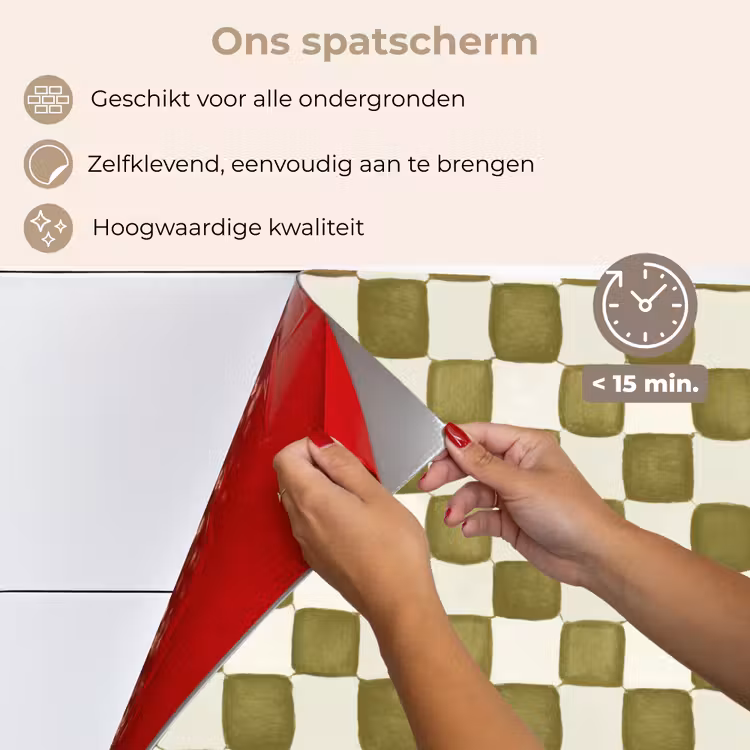 Spatscherm keuken - Schaak - Patroon - Groen — 4