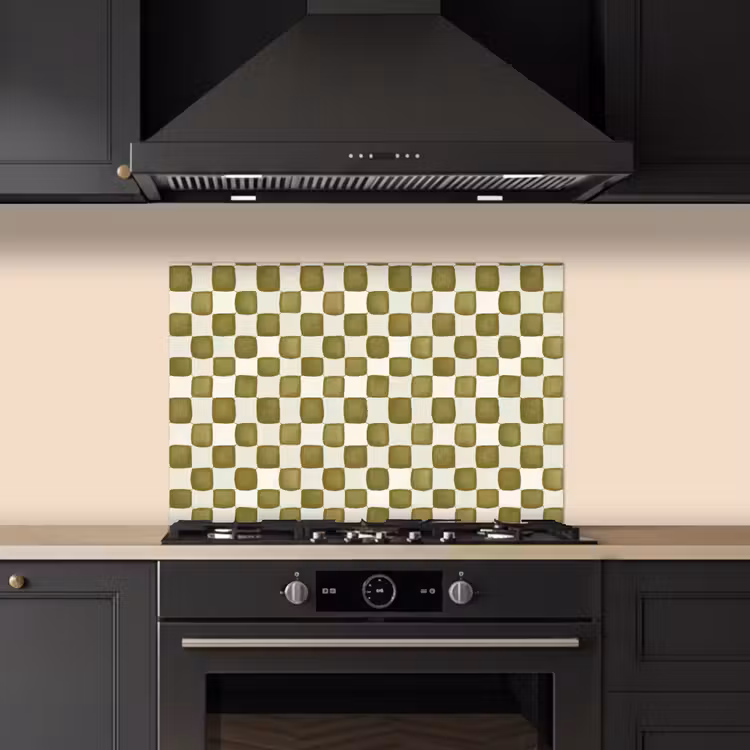 Spatscherm keuken - Schaak - Patroon - Groen — 5