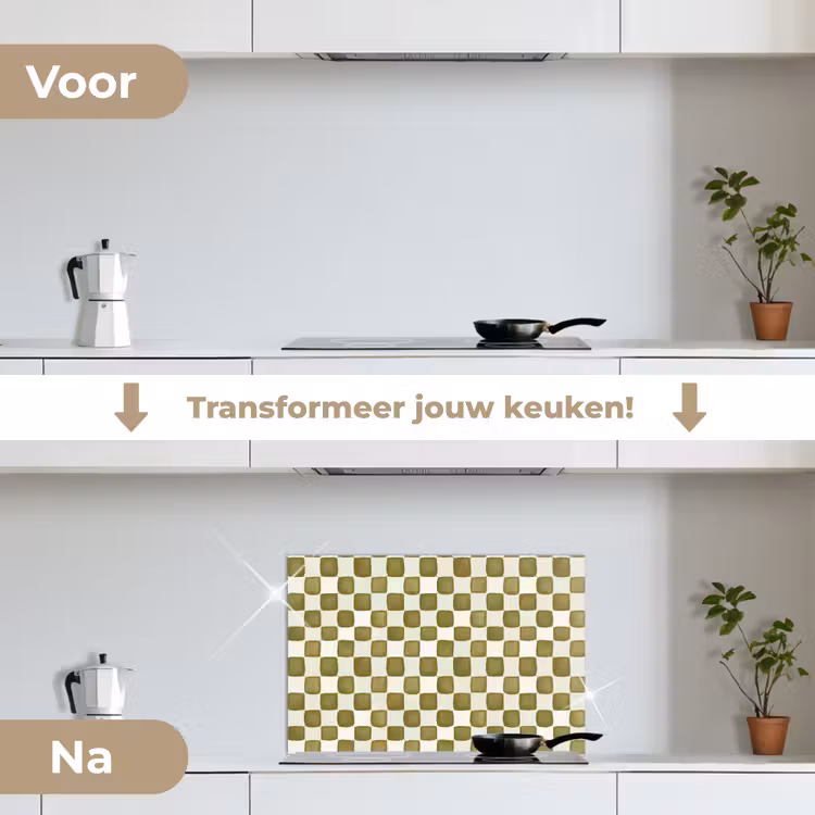 Spatscherm keuken - Schaak - Patroon - Groen — 7