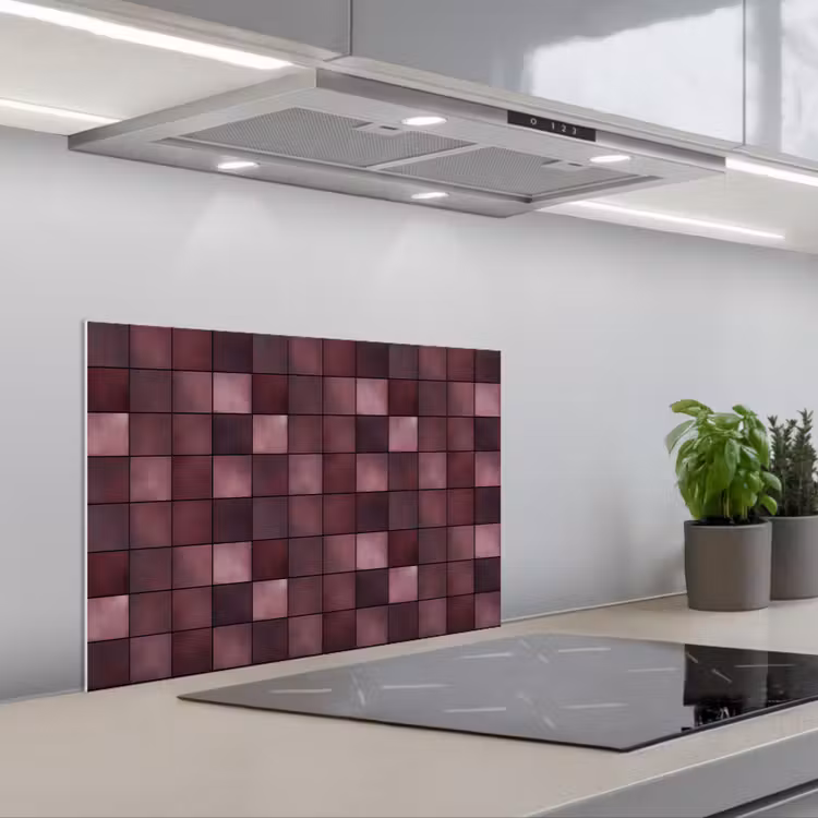 Spatscherm keuken - Vierkant - Tegel - Patroon - Paars — 1