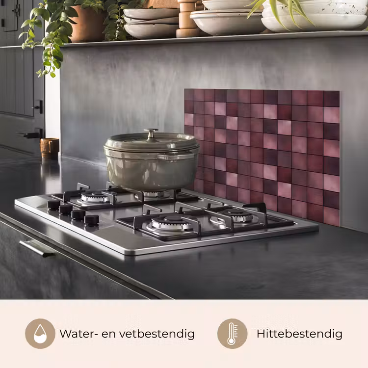Spatscherm keuken - Vierkant - Tegel - Patroon - Paars — 2