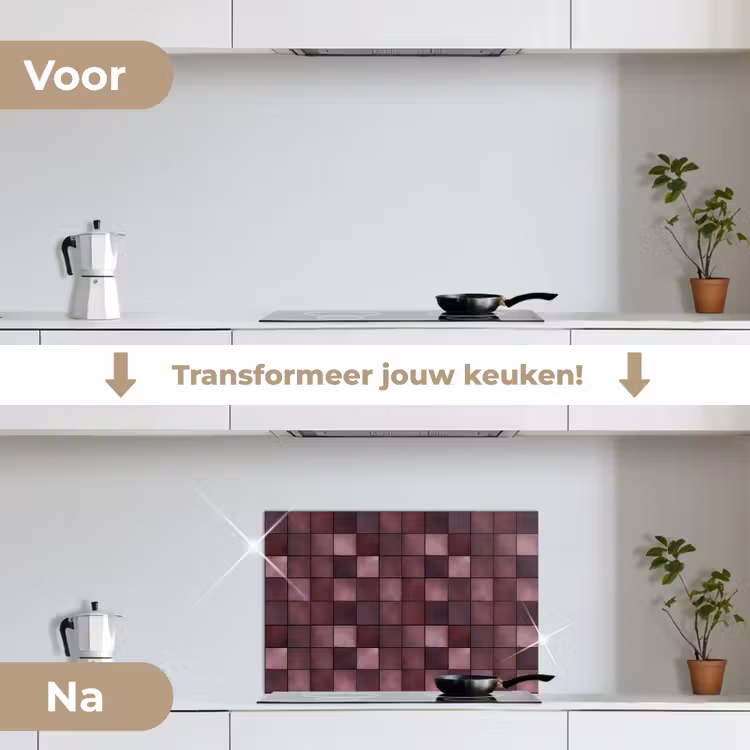 Spatscherm keuken - Vierkant - Tegel - Patroon - Paars — 7