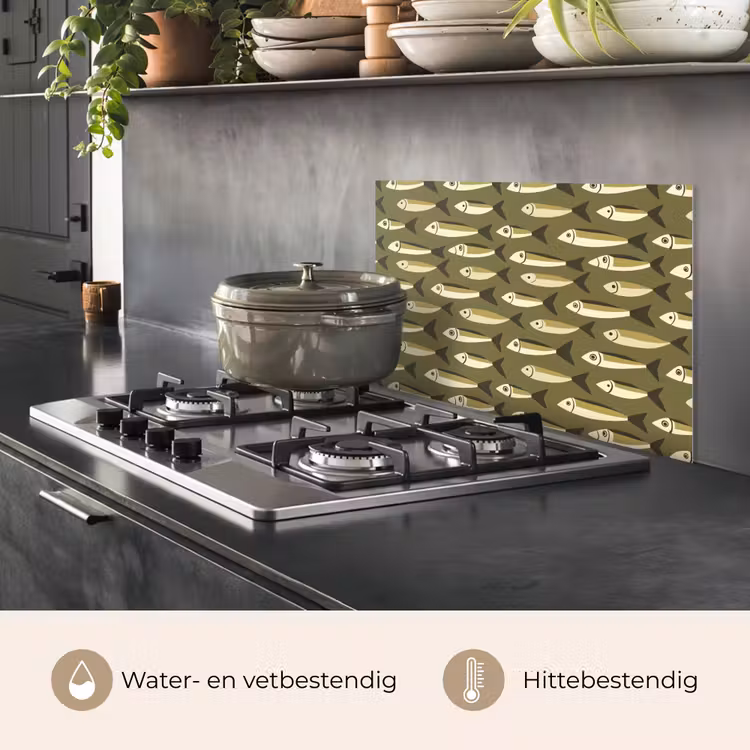 Spatscherm keuken - Vis - Patroon - Groen — 2