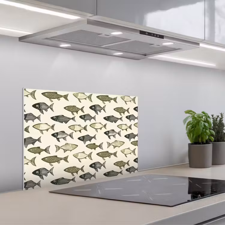 Spatscherm keuken - Vissen - Klassiek - Groen — 1