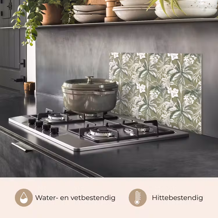 Spatscherm keuken - Botanisch - Bloemen - Groen — 2