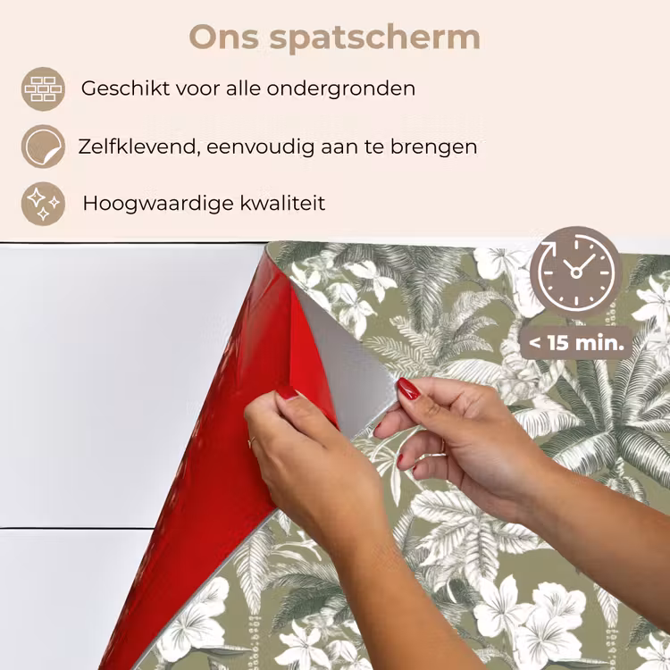 Spatscherm keuken - Botanisch - Bloemen - Groen — 4