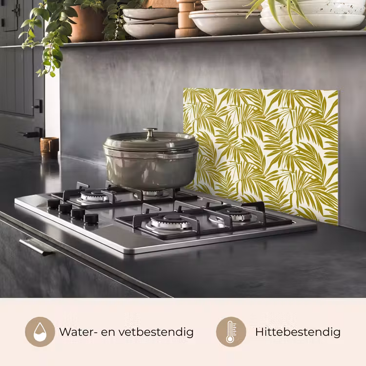 Spatscherm keuken - Palmblad - Patroon - Groen — 2