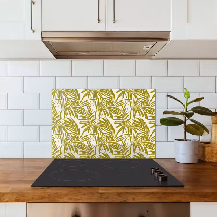 Spatscherm keuken - Palmblad - Patroon - Groen — 3