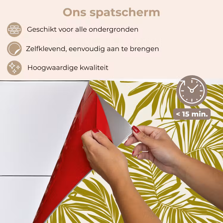 Spatscherm keuken - Palmblad - Patroon - Groen — 4
