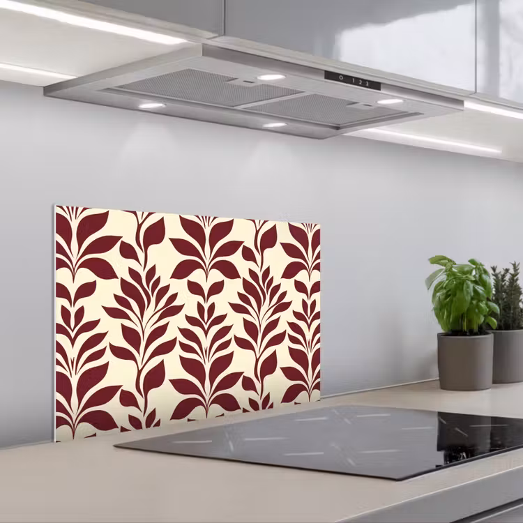 Spatscherm keuken - Abstract - Bladeren - Burgundy — 1