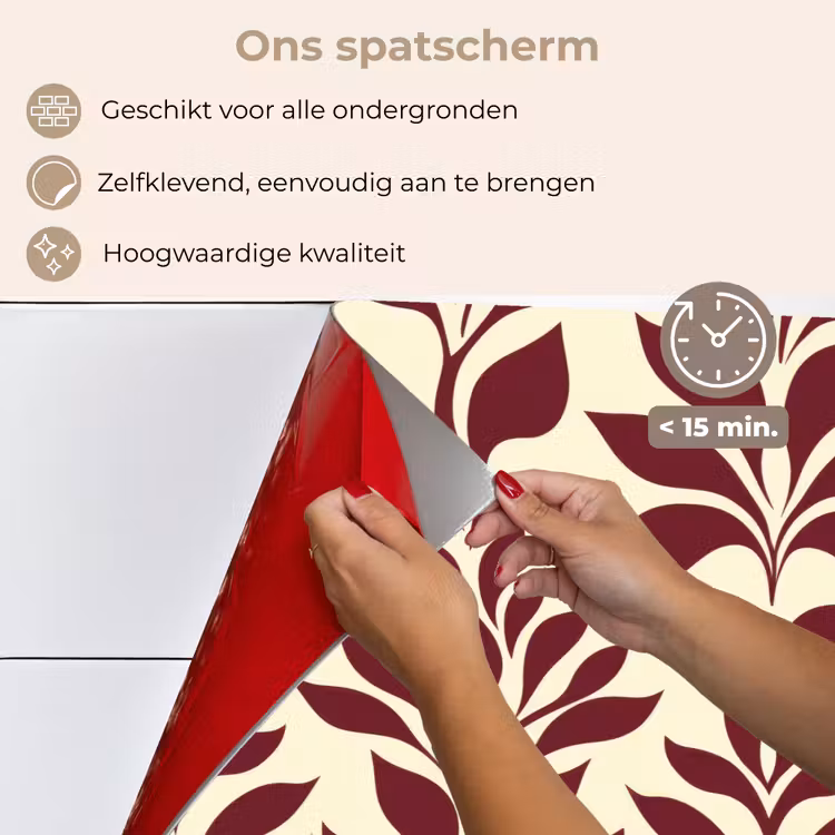 Spatscherm keuken - Abstract - Bladeren - Burgundy — 4