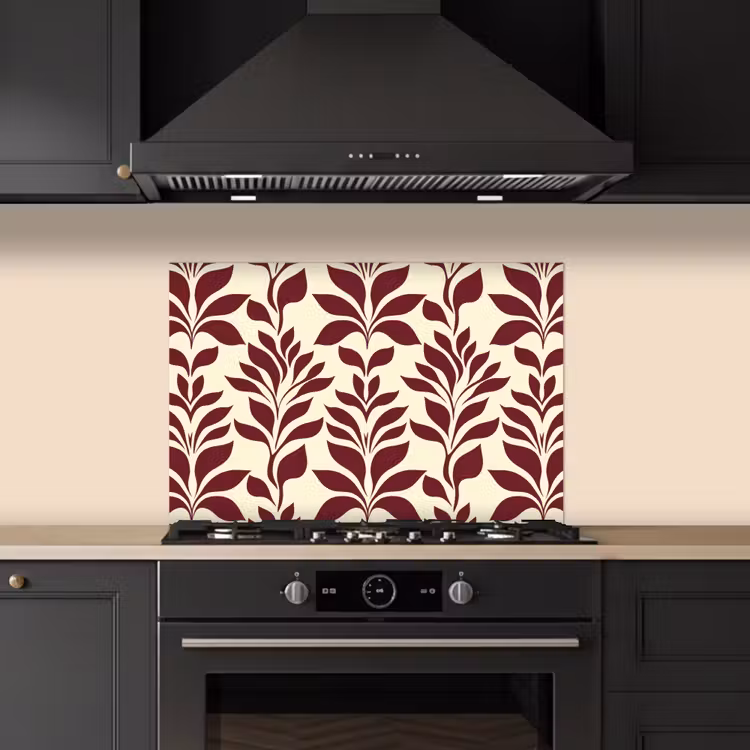 Spatscherm keuken - Abstract - Bladeren - Burgundy — 5