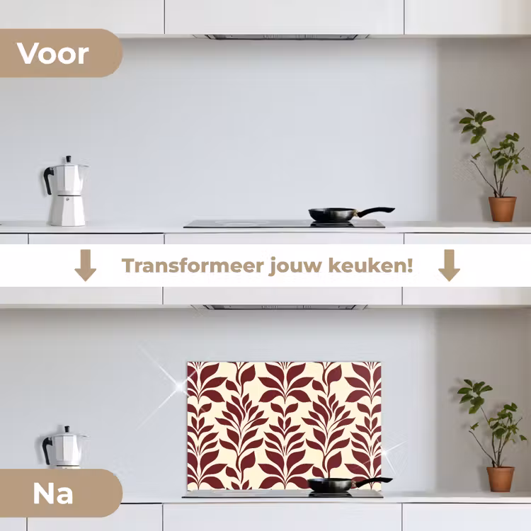 Spatscherm keuken - Abstract - Bladeren - Burgundy — 7