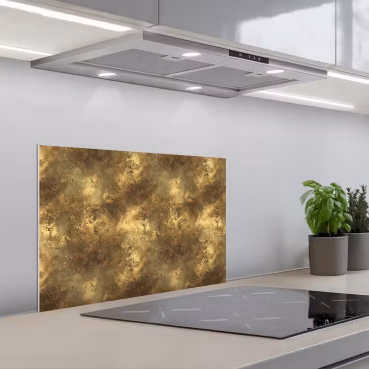 Spatscherm keuken - Antiek - Metaallook - Goud — 1