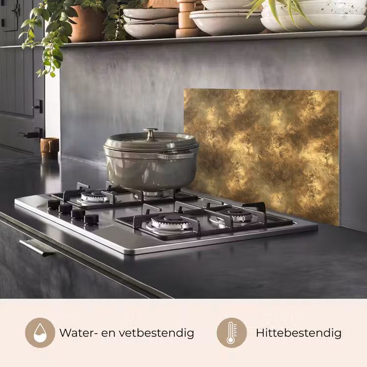 Spatscherm keuken - Antiek - Metaallook - Goud — 2