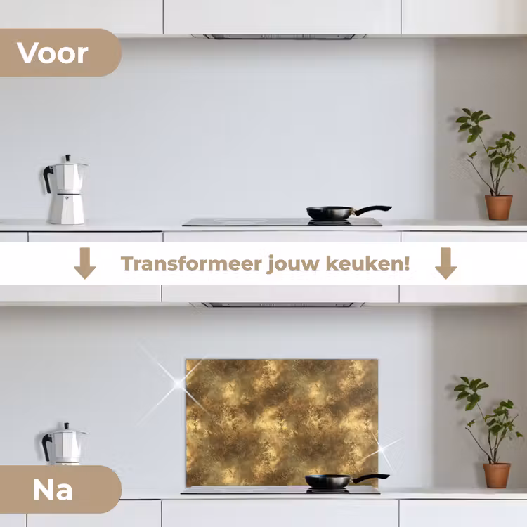 Spatscherm keuken - Antiek - Metaallook - Goud — 7