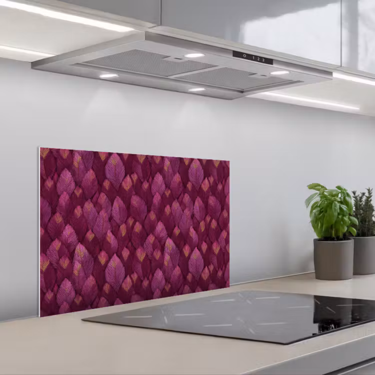Spatscherm keuken - Bladeren - Patroon - Burgundy — 1