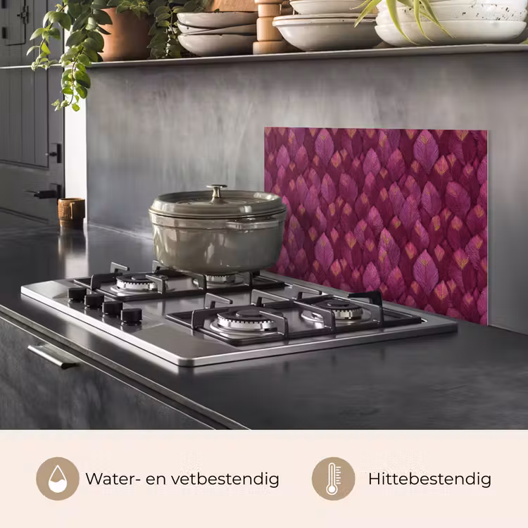 Spatscherm keuken - Bladeren - Patroon - Burgundy — 2