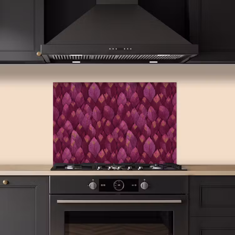 Spatscherm keuken - Bladeren - Patroon - Burgundy — 5