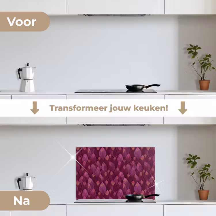 Spatscherm keuken - Bladeren - Patroon - Burgundy — 7