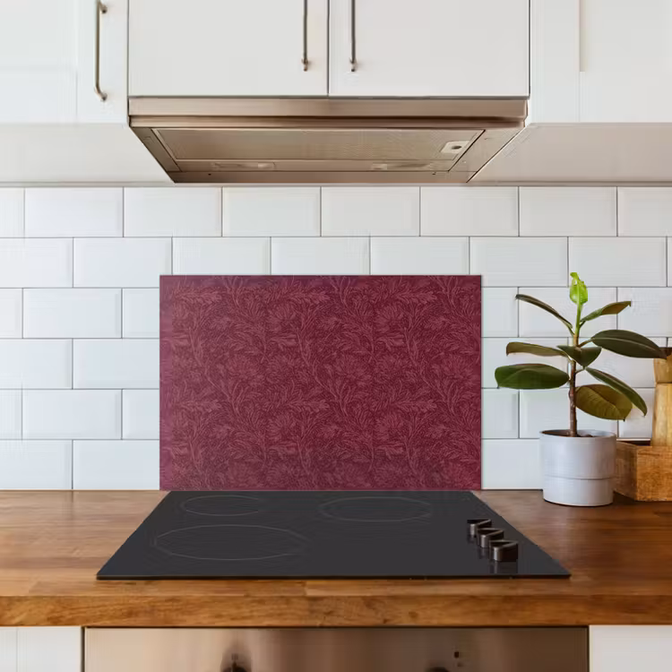 Spatscherm keuken - Bladeren - Patroon - Paars — 3