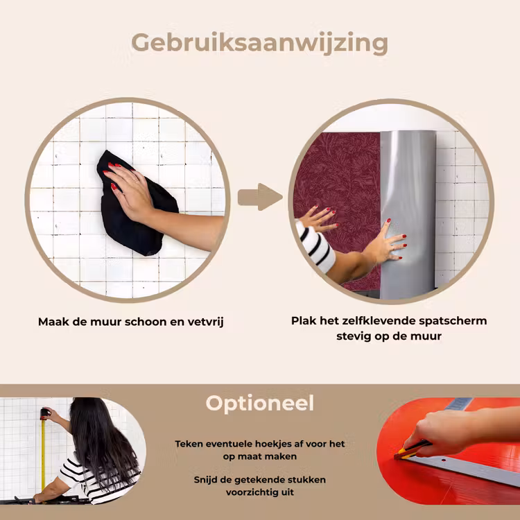 Spatscherm keuken - Bladeren - Patroon - Paars — 6