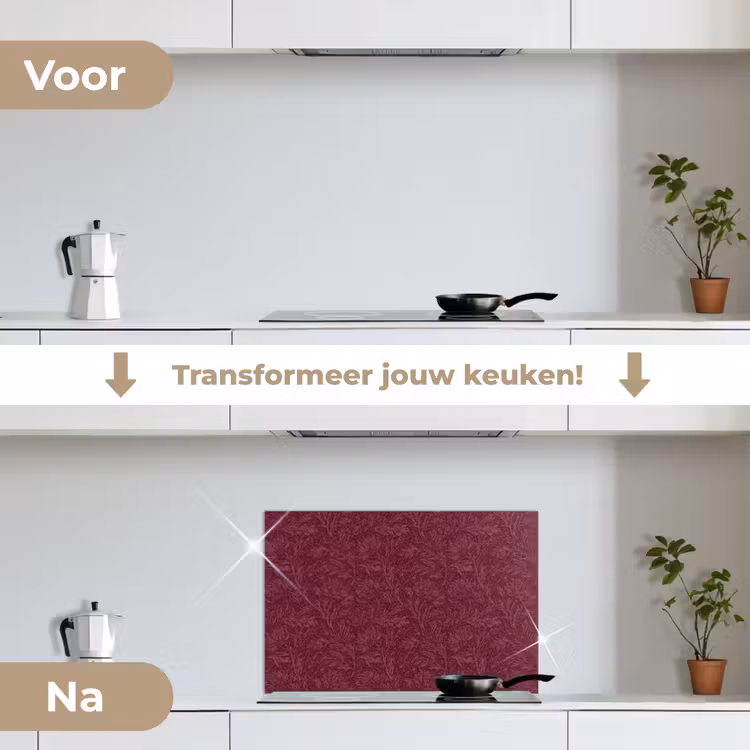 Spatscherm keuken - Bladeren - Patroon - Paars — 7