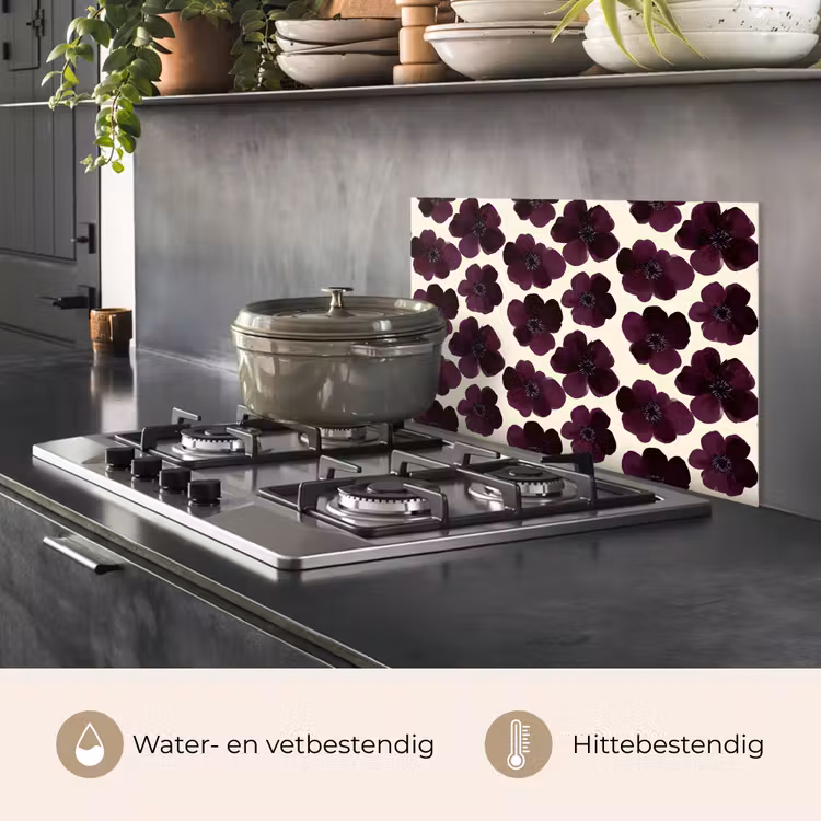 Spatscherm keuken - Bloemen - Aquarel - Paars — 2