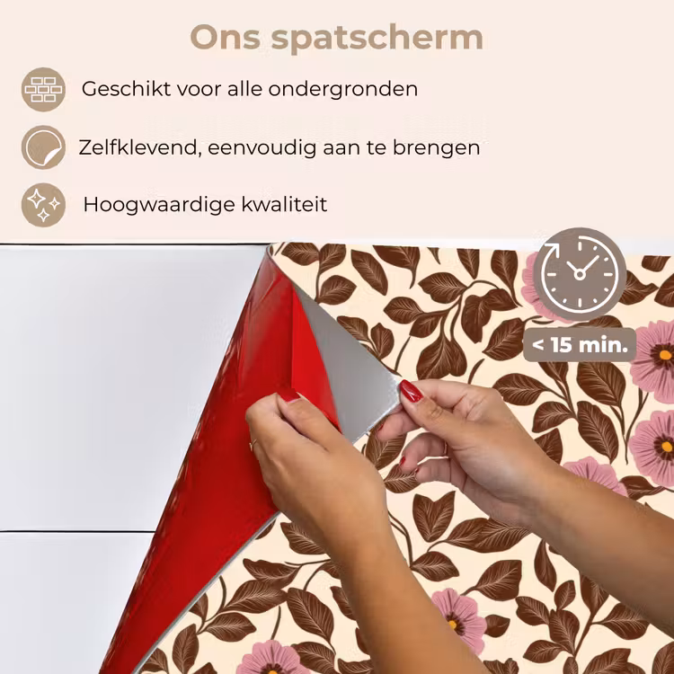 Spatscherm keuken - Bloemen - Bladeren - Kleurrijk — 4