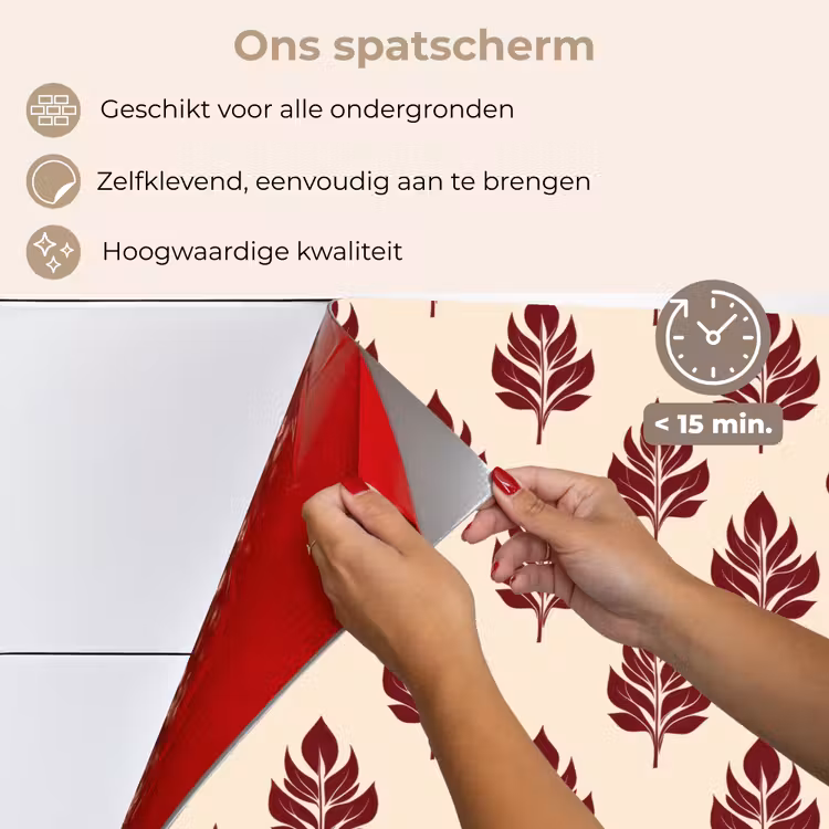 Spatscherm keuken - Botanisch - Patroon - Bordeaux — 4
