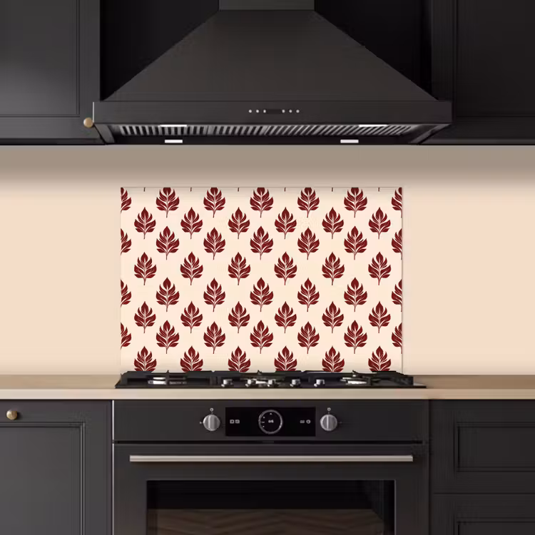 Spatscherm keuken - Botanisch - Patroon - Bordeaux — 5