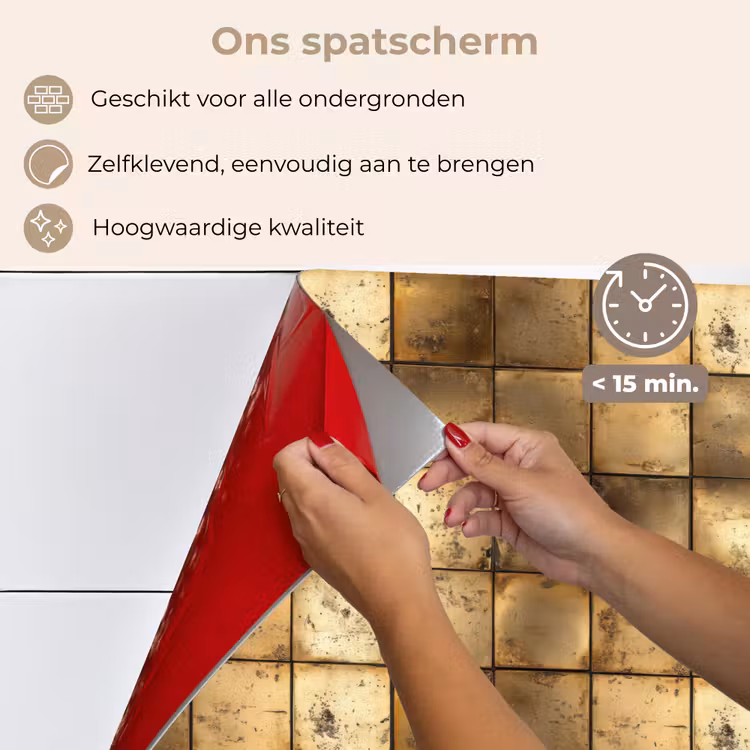 Spatscherm keuken - Geometrisch - Tegels - Goud — 4