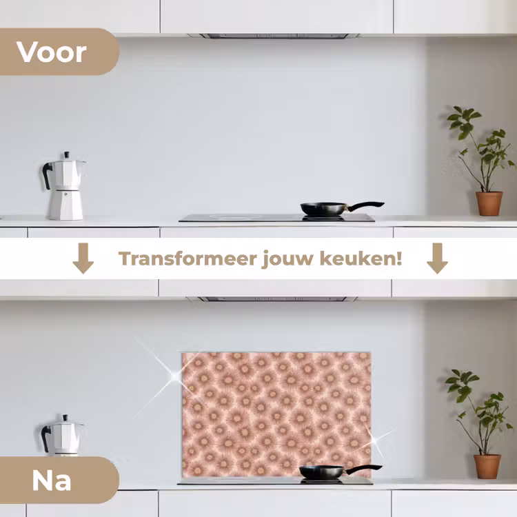 Spatscherm keuken - Gerbera - Bloemen - Roze — 7