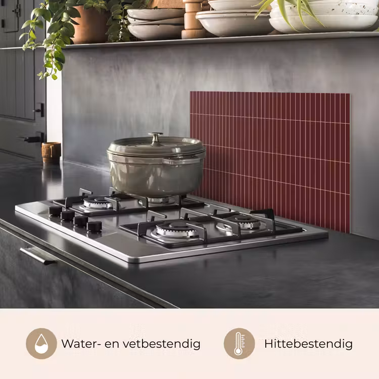 Spatscherm keuken - Lijnen - Patroon - Bordeaux — 2