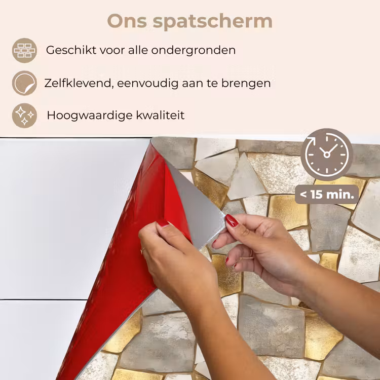 Spatscherm keuken - Mozaïek - Marmer - Goud — 4