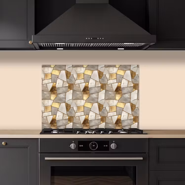 Spatscherm keuken - Mozaïek - Marmer - Goud — 5