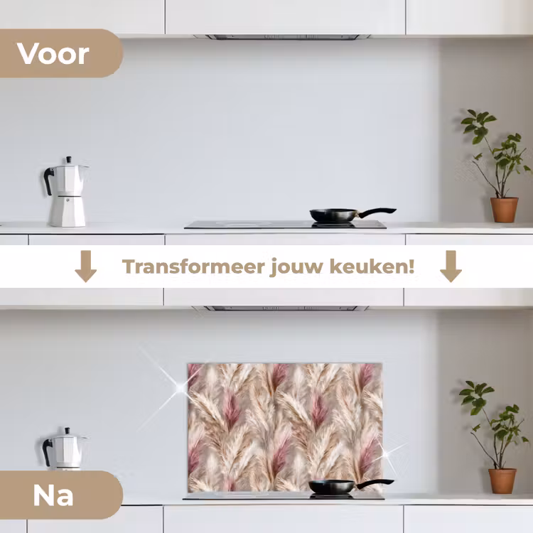 Spatscherm keuken - Pampasgras - Pluizig - Kleurrijk — 7