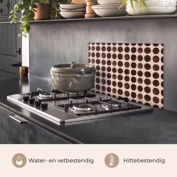 Spatscherm keuken - Stippen - Patroon - Bruin — 2